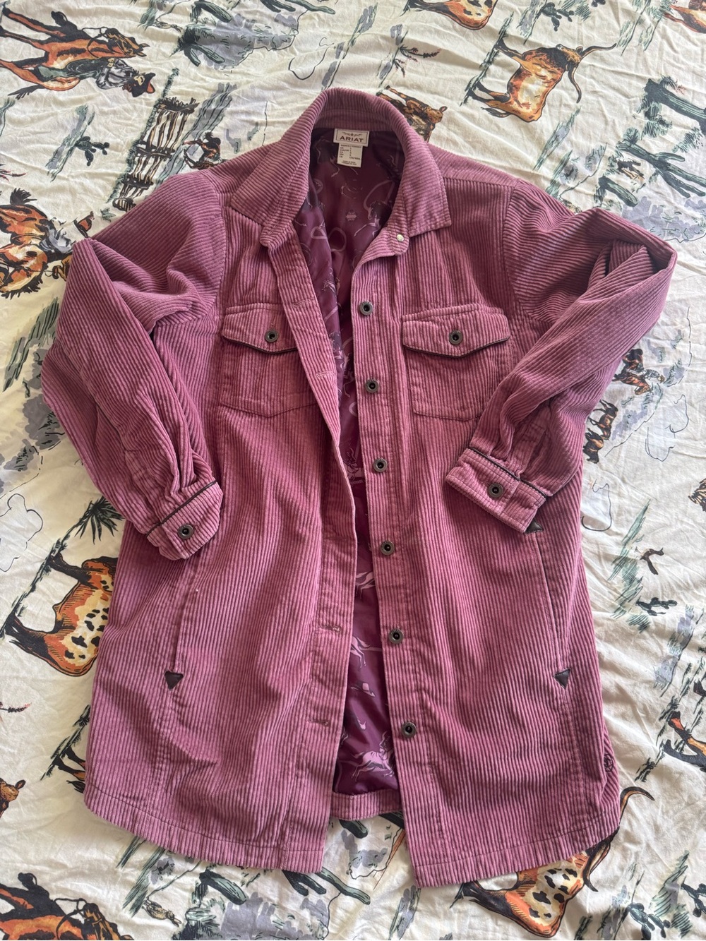 Ariat Women’s Corduroy Trench Coat • Dusty Pink Western • Size L